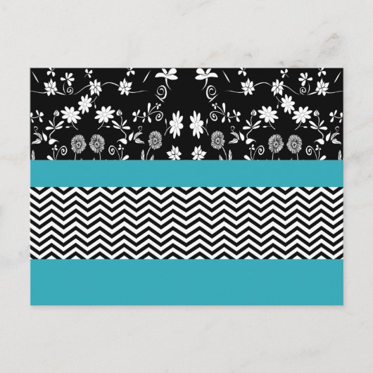 Carte Postale chevron floral bleu (Devant)