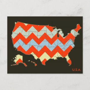 Carte Postale chevron postcard of the USA