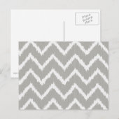 Carte Postale Chevrons Ikat - Gris argent et blanc (Devant / Derrière)