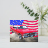 Carte Postale Chevy Chevelle SS 396 avec drapeau américain (Debout devant)