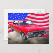 Carte Postale Chevy Chevelle SS 396 avec drapeau américain (Devant / Derrière)