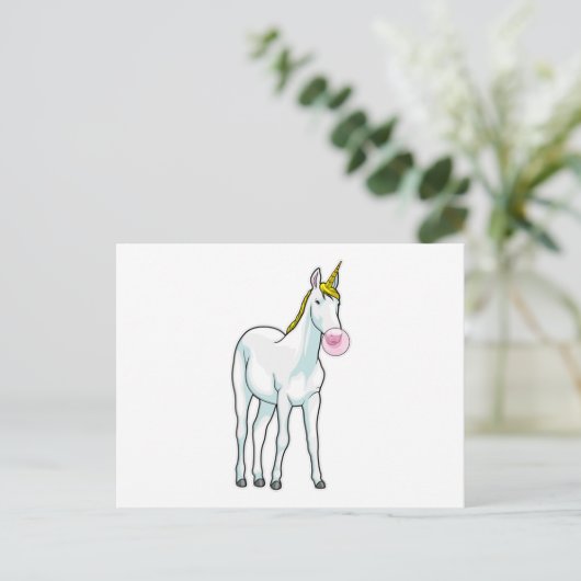 Carte Postale Chewing-gum à l'unicorne (Debout devant)