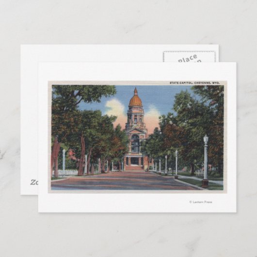 Carte Postale Cheyenne, WY - Vue du Capitole de l'Etat et de Dri (Devant / Derrière)