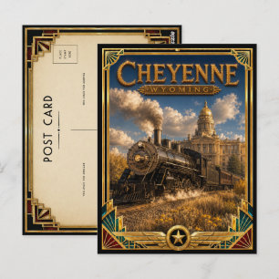 Carte Postale Cheyenne Wyoming Art Déco vintage de l'âge d'or