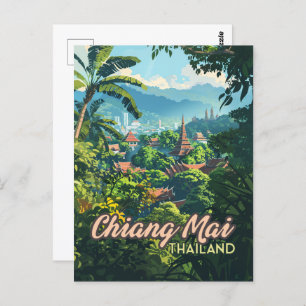 Carte Postale Chiang Mai Thaïlande Asie Temples Monts Vintages