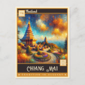 Carte Postale Chiang Mai, Thaïlande | Peinture Vintage (Devant)