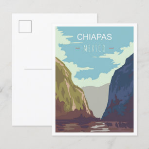 Carte Postale Chiapas Mexique Vintage voyage d'art Illustration