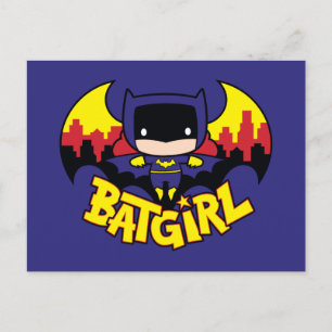 Carte Postale Chibi Batgirl Avec Gotham Skyline & Logo