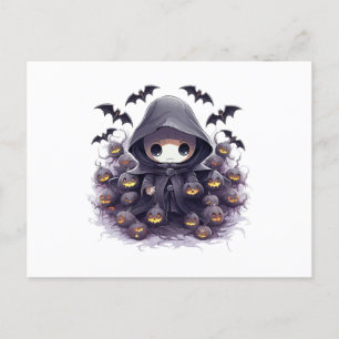 Carte Postale Chibi Faucheuse Halloween - Fantastique Sombre Ado