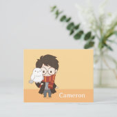 Carte Postale Chibi HARRY POTTER™ & Hedwig (Debout devant)