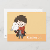 Carte Postale Chibi HARRY POTTER™ & Hedwig (Devant / Derrière)