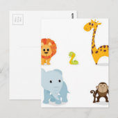 Carte Postale Chibi Jungle Animaux design (Devant / Derrière)