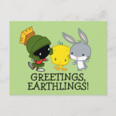 Carte Postale Chibi MARVIN THE MARTIAN™, TWEETY™ & BUGS BUNNY™ (Devant)