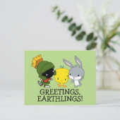 Carte Postale Chibi MARVIN THE MARTIAN™, TWEETY™ & BUGS BUNNY™ (Debout devant)