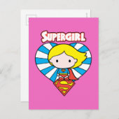 Carte Postale Chibi Supergirl Starburst Cœur et Logo (Devant / Derrière)
