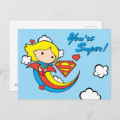 Carte Postale Chibi Supergirl volant arc-en-ciel (Devant / Derrière)