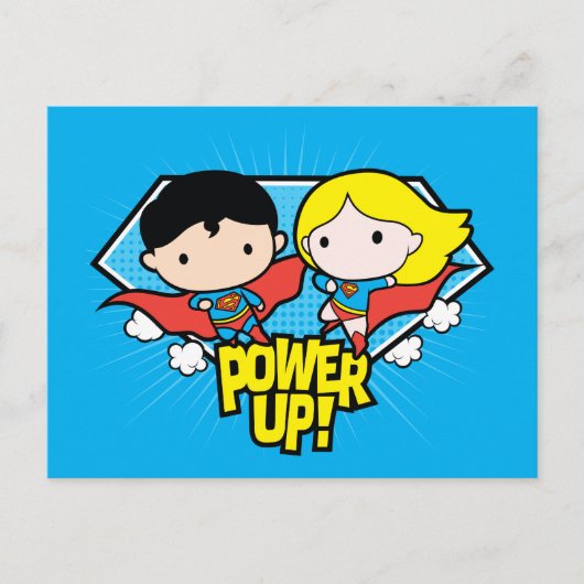Carte Postale Chibi Superman & Chibi Supergirl Power Up! (Devant)