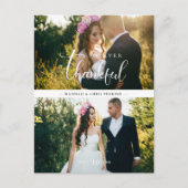 Carte Postale Chic 2 Photos Bride & Groom Collage Hand Lettered (Devant)