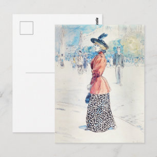 Carte Postale Chic Belle Époque Femme française en veste rouge