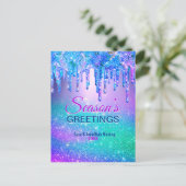 Carte Postale Chic bleu ombre parties scintillant gouttes Noël n (Debout devant)