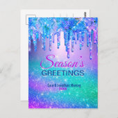 Carte Postale Chic bleu ombre parties scintillant gouttes Noël n (Devant / Derrière)