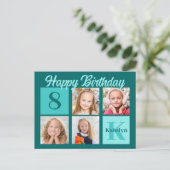 Carte Postale Chic Bleu Turquoise Joyeux Anniversaire Collage Ph (Debout devant)