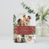 Carte postale Chic Bourgogne Rouge Botanique Photo (Debout devant)