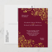 Carte Postale Chic Burgundy Gold Faire-part de mariage RSVP (Devant / Derrière)
