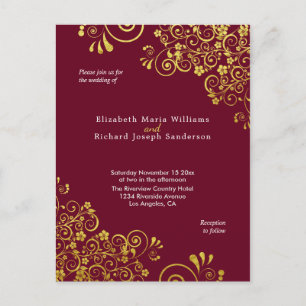 Carte Postale Chic Burgundy Gold Faire-part de mariage RSVP