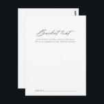 Carte Postale Chic Calligraphie Argent Mariage Liste des seaux C<br><div class="desc">Ces cartes chic calligraphie argent mariage liste des seaux sont l'activité parfaite pour une réception de mariage rustique ou une douche nuptiale. Le design sobre et élégant présente une typographie de script classique et sophistiquée en argent. Modifier le libellé pour convenir à tout événement de vie. Le panneau de liste...</div>