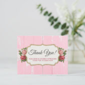 Carte Postale Chic Chic Bois Rustique Rose Rose Floral Merci (Debout devant)