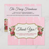 Carte Postale Chic Chic Bois Rustique Rose Rose Floral Merci (Devant / Derrière)