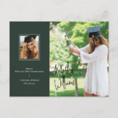 Carte Postale Chic Dark Green Signature Faire-part de graduation (Devant)