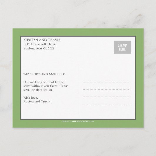 Carte postale chic de collage pour annoncer la dat (Dos)