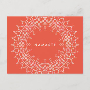 Carte postale chic de corail de yoga de Namaste de