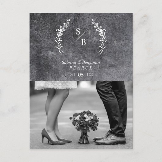 Carte Postale Chic Dirty Alternative Photo Chalkboard Mariage (Devant)