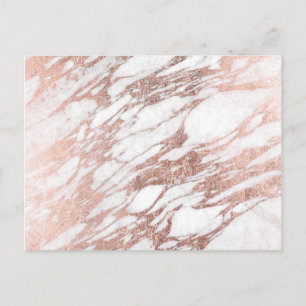 Carte Postale Chic Elegant blanc et Rose or marbre Motif