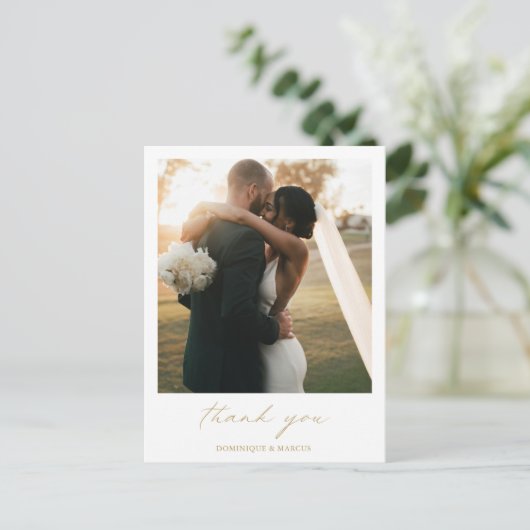 Carte Postale Chic Elegant or simple Mariage photo Merci (Debout devant)