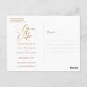 Carte Postale Chic Élégant Rose Gold Script Faire-Part de Date (Dos)