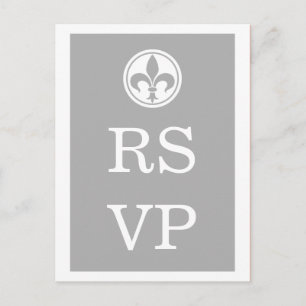 Carte Postale Chic Fleur De Lis RSVP, Gris