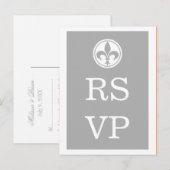 Carte Postale Chic Fleur De Lis RSVP, Gris (Devant / Derrière)