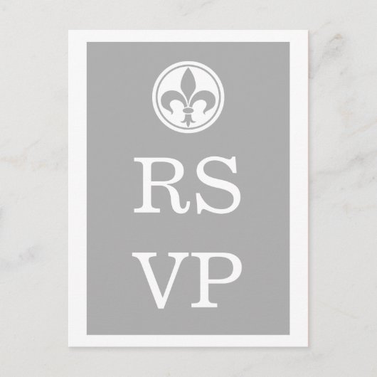 Carte Postale Chic Fleur De Lis RSVP, Gris (Devant)