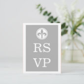 Carte Postale Chic Fleur De Lis RSVP, Gris (Debout devant)