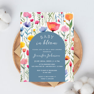 Carte Postale Chic Floral Blue Arch Baby shower garçon