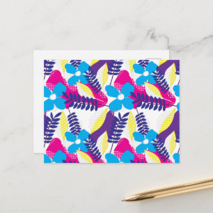 Carte Postale Chic Floral Coloré & Motif à Points avec Feuilles
