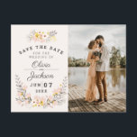 Carte Postale chic floral fiançailles photo enregistrer la date<br><div class="desc">Ce mariage floral chic sauve la date est le look parfait pour votre mariage.</div>