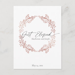 Carte Postale Chic Floral Wreath Just Eloped Faire-part Invitati