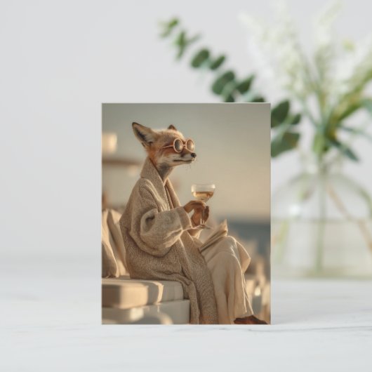 Carte Postale Chic Fox Relaxant dans le style (Debout devant)