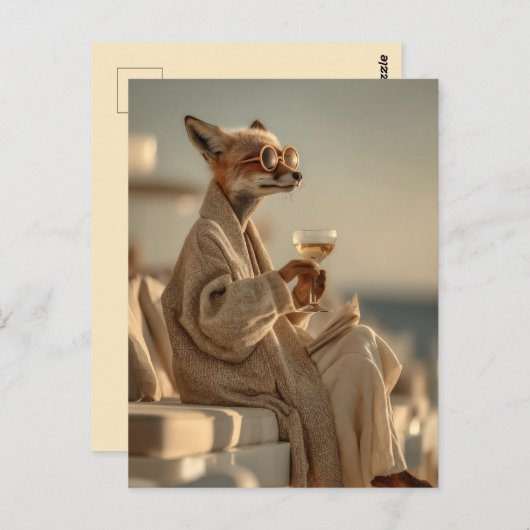 Carte Postale Chic Fox Relaxant dans le style (Devant / Derrière)
