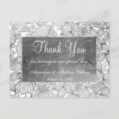 Carte Postale Chic glamour blanc faux argent floral Merci (Devant)